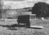 an old piano in a paddock