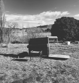 an old piano in a paddock